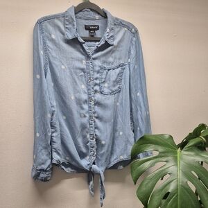 Jordache Light Blue Polka Dot Women's Top